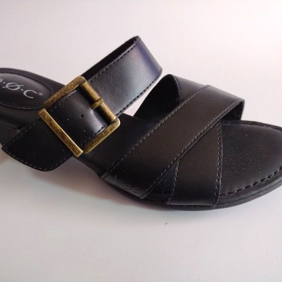 NEW B.O.C. Black Gold Buckle Comfort Sandals - Picture 1 of 4